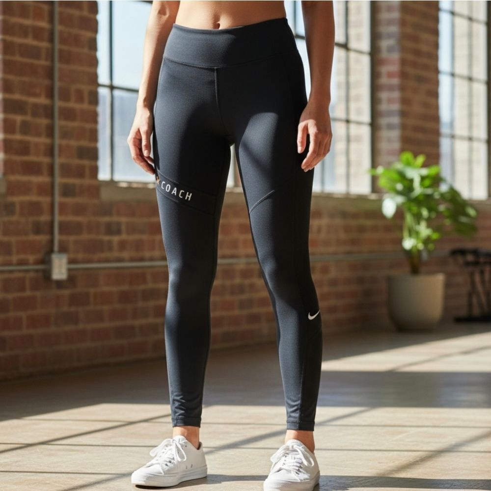 NEW- Nike Black Leggings with White and Gold Accents